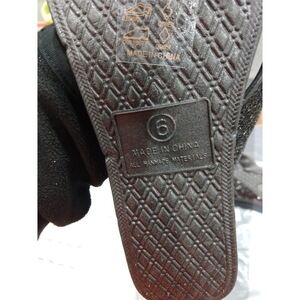 Capelli New York Women Mesh Faux Leather Flip Flop Black 6 M